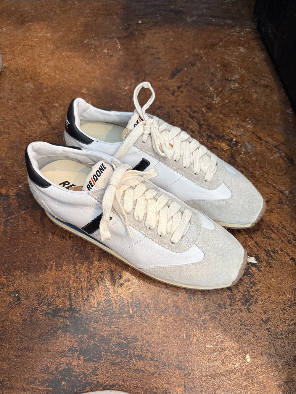 Re/Done White & Black Retro Runner Sneakers